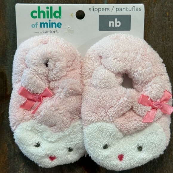 Carter's Pink and White Newborn Slippers - Picture 1 of 2